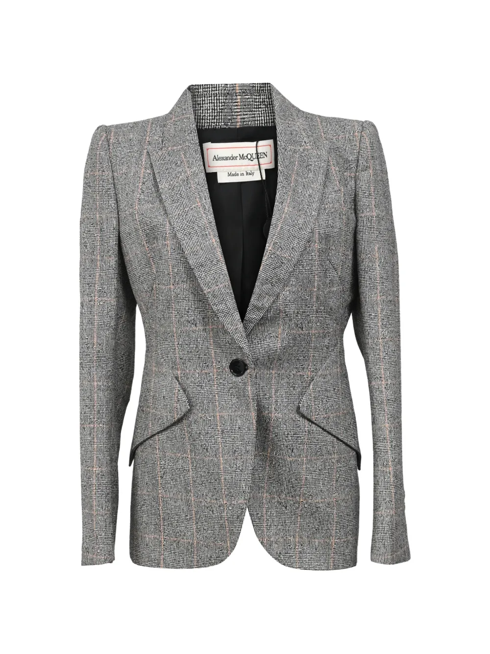 Pre-owned Alexander Mcqueen Check-pattern Single-breasted Blazer In Gray