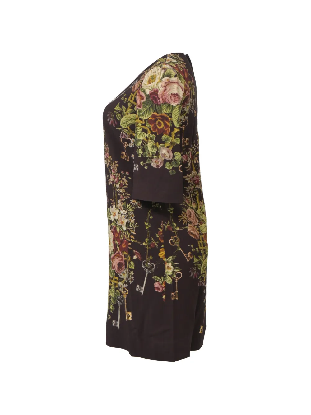 Dolce & Gabbana Pre-Owned Flowers and Keys printed mini dress - Marrone
