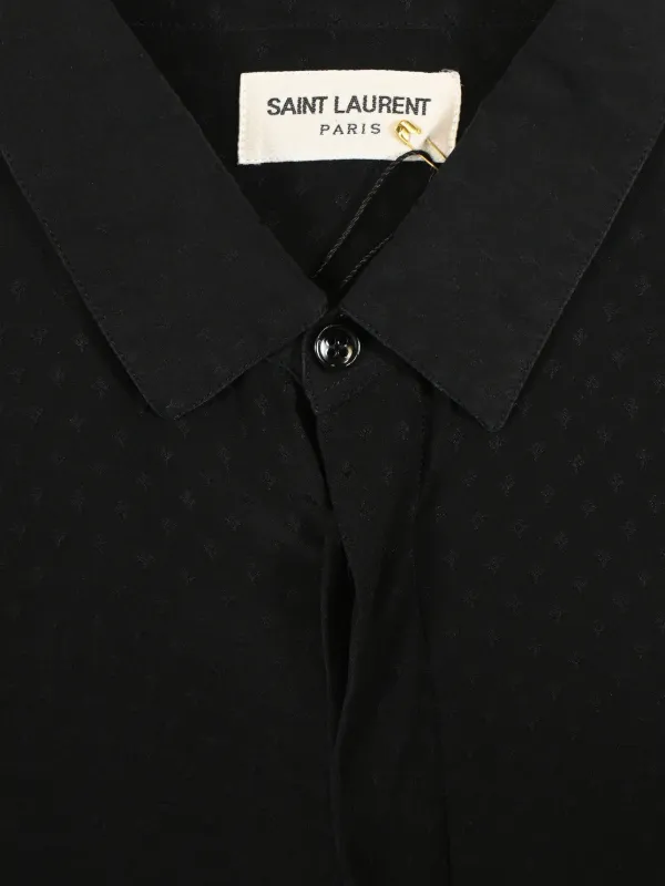 極美品 Yves Saint Laurent ブラック ドレスシャツ 無地 L Saint Laurent Pre-Owned テクスチャード シャツ | ブラック | FARFETCH JP