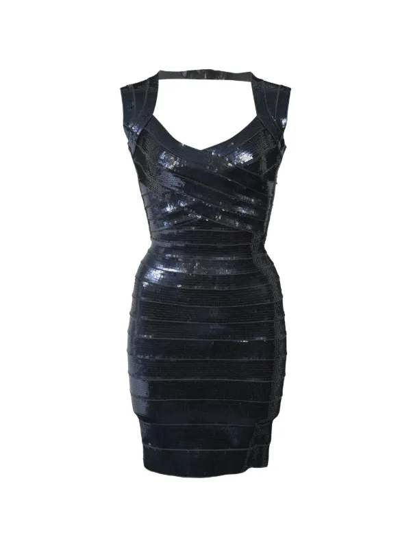 herve leger bodycon dress Hervé Léger Pre-Owned Sequined | Blue the label is known BF33 15 Easy-Breezy Maxi Dresses Color:Limited Brown Chocolate