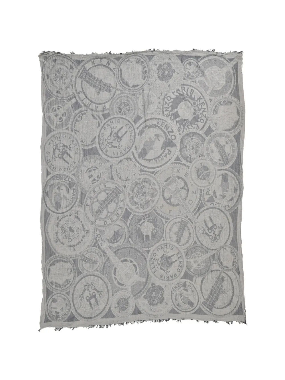 Kenzo Pre-Owned monogram raw-hem scarf - Blu