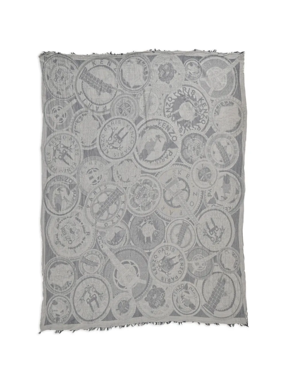 Kenzo Pre-Owned monogram raw-hem scarf - Blu