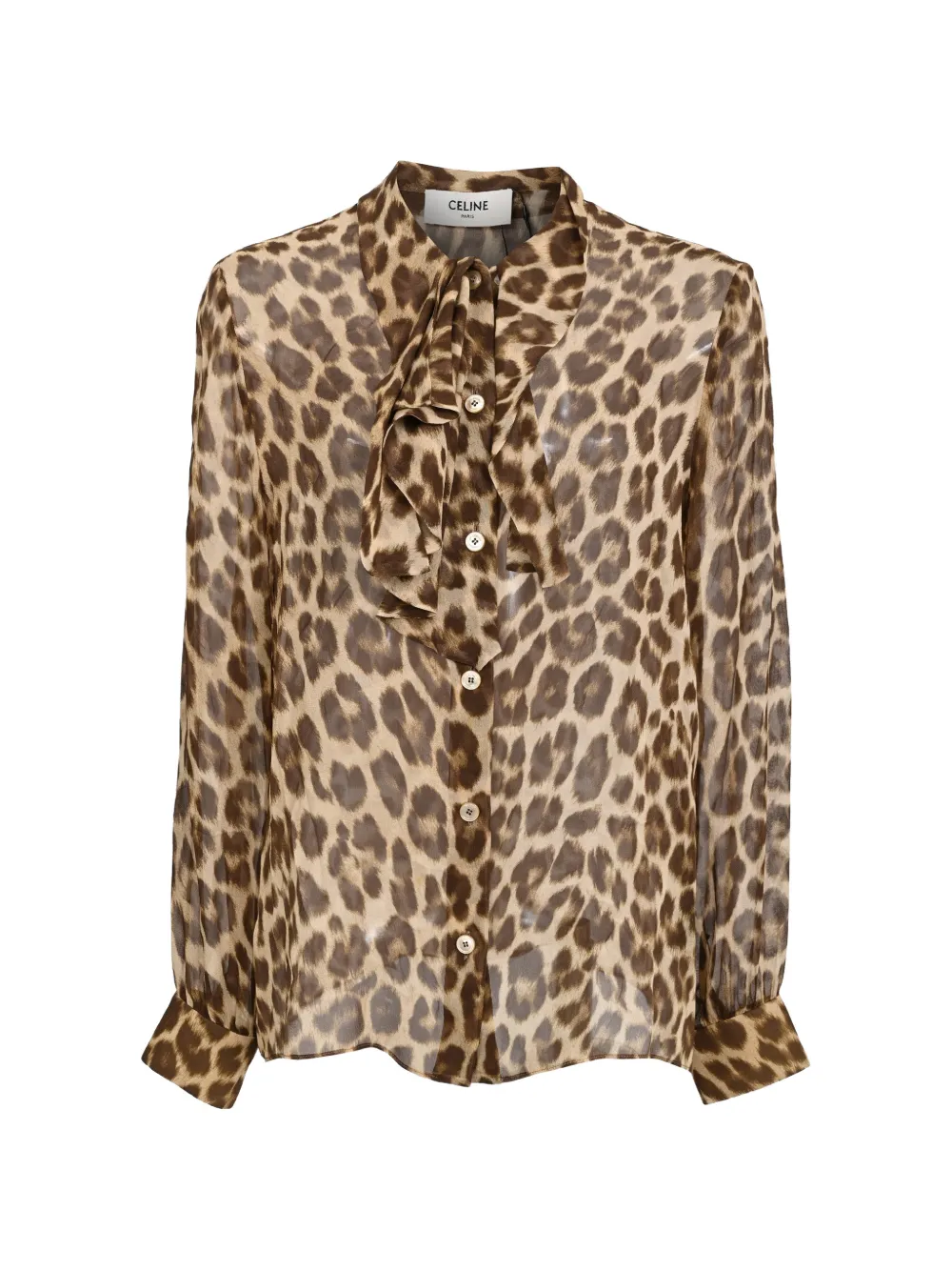 Celine Pre-Owned leopard-print tie-neck blouse - Toni neutri