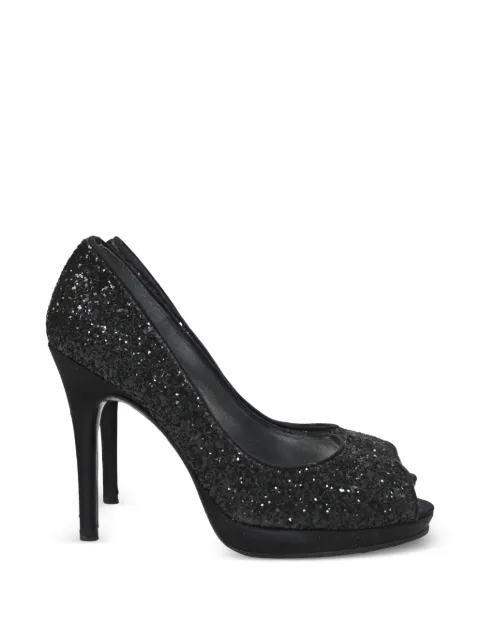 Stuart Weitzman Glitter peep-toe pumps