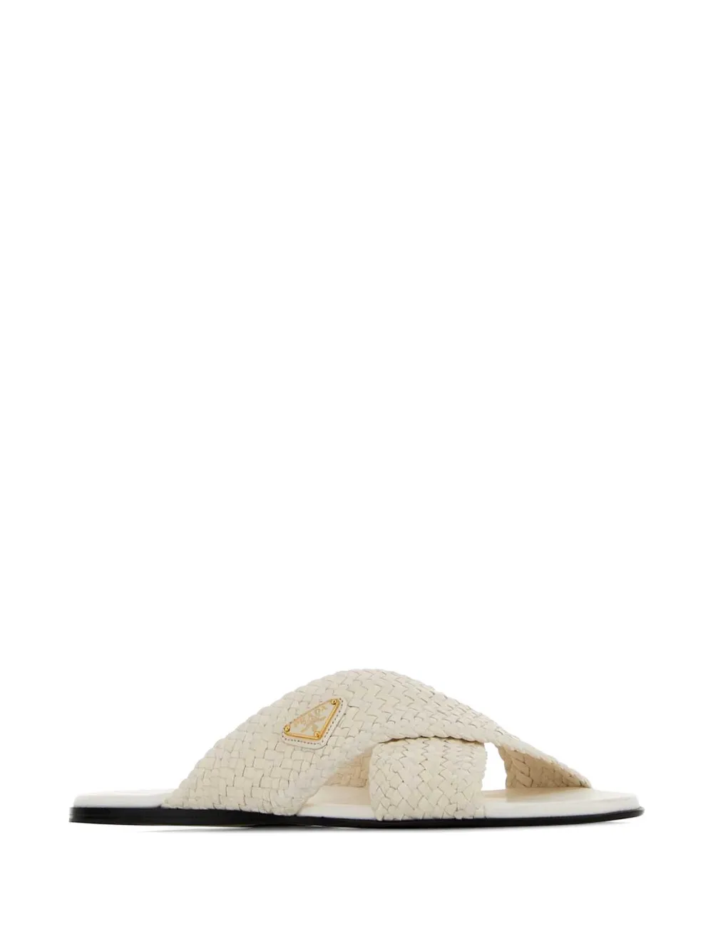 Prada woven crossover-strap slides Wit
