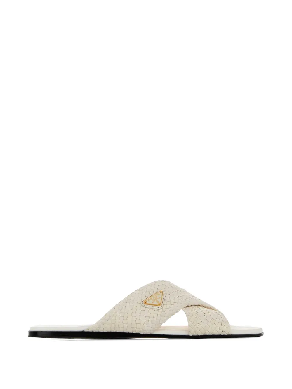 Prada woven crossover-strap slides - Weiß