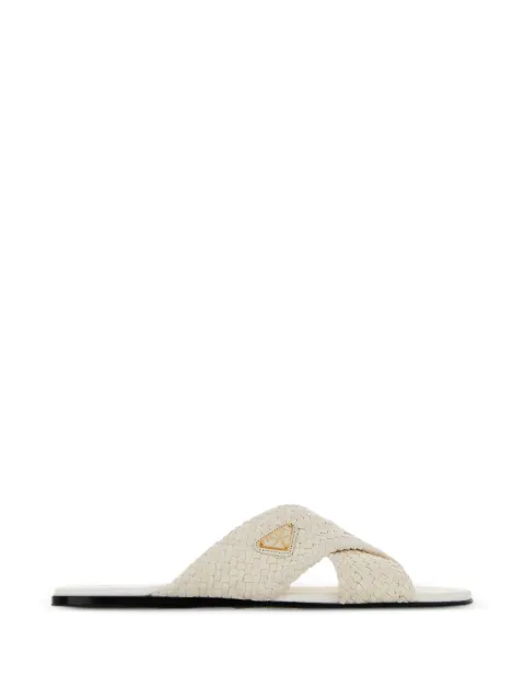 Prada woven crossover-strap flat sandals