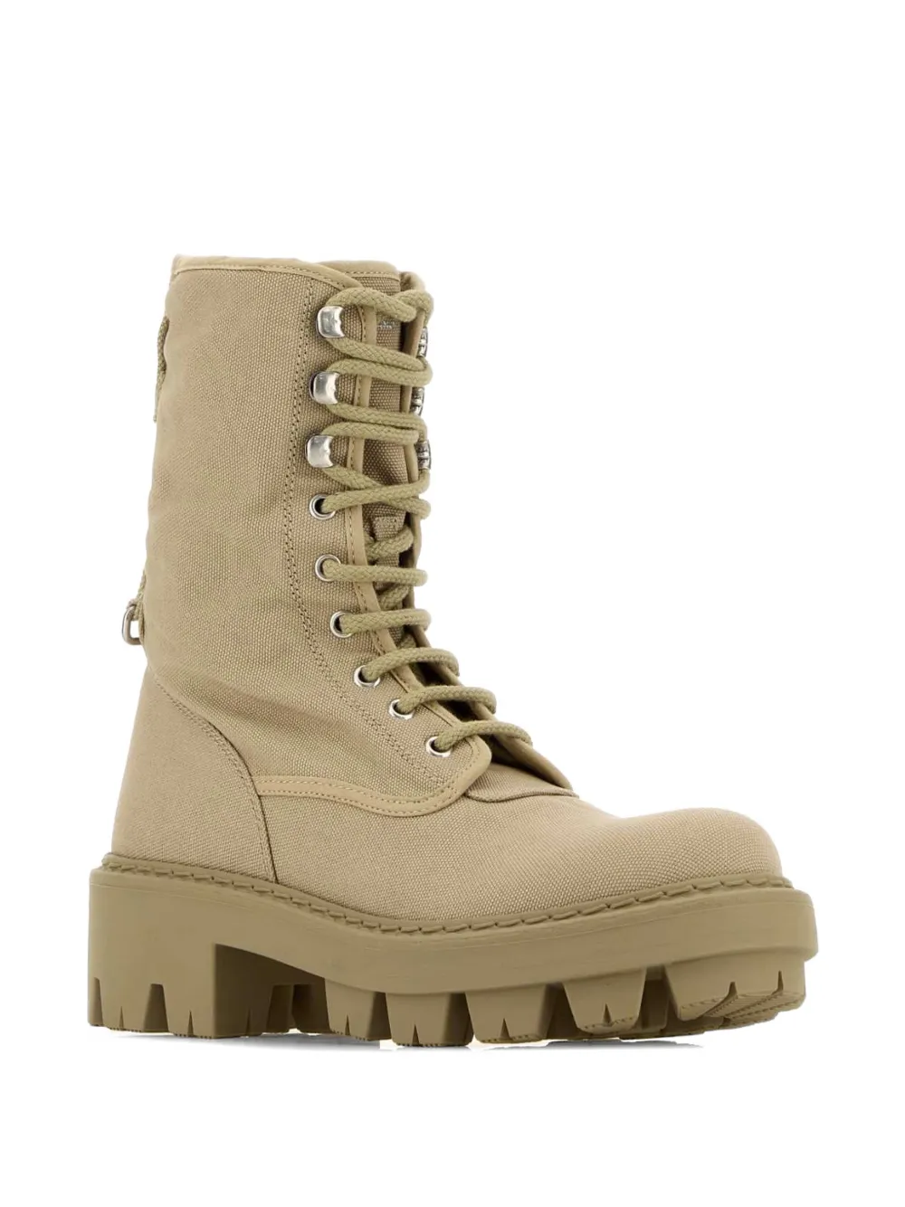 Prada lace-up canvas boots Beige