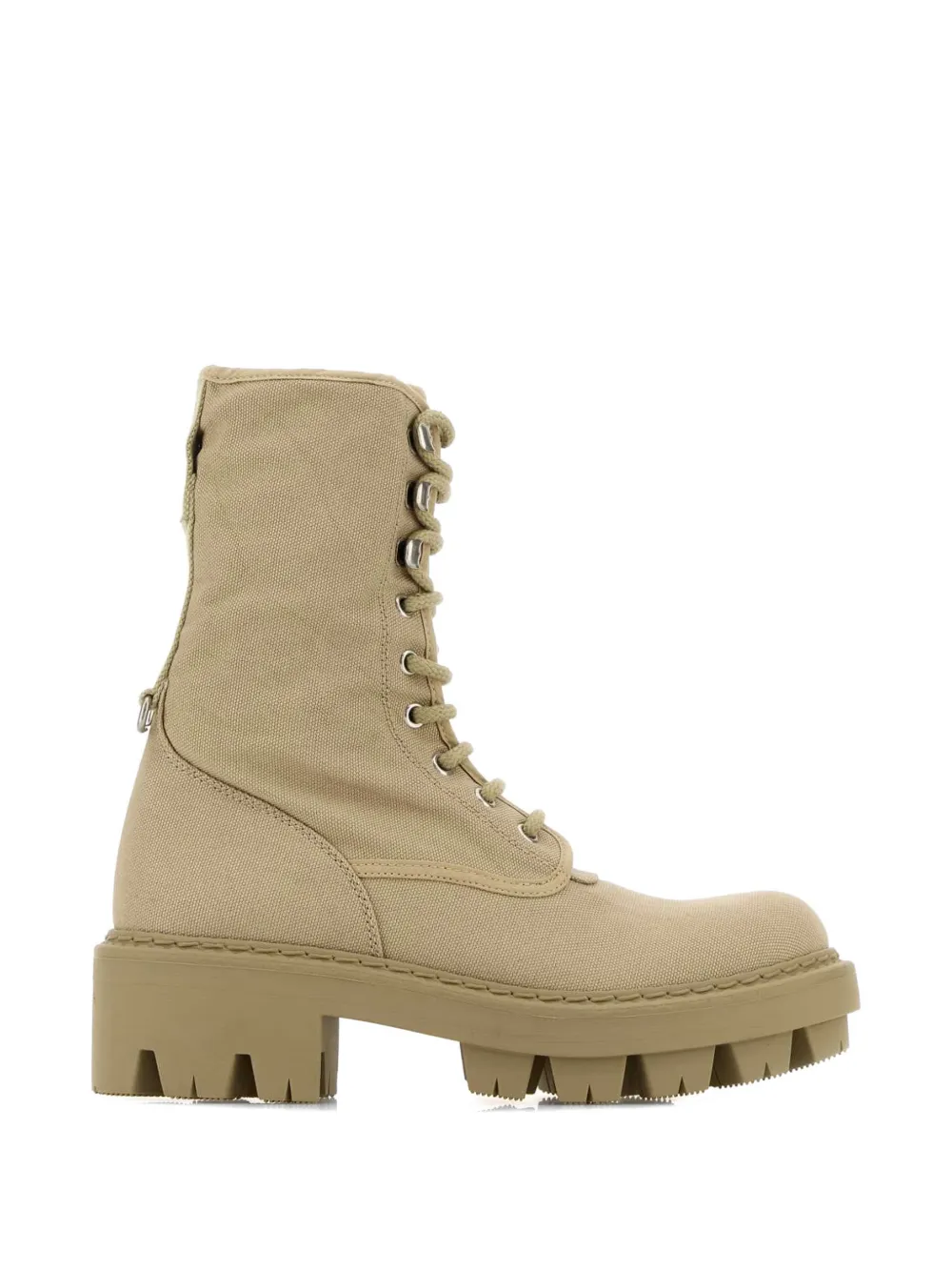 Prada lace-up canvas boots Beige