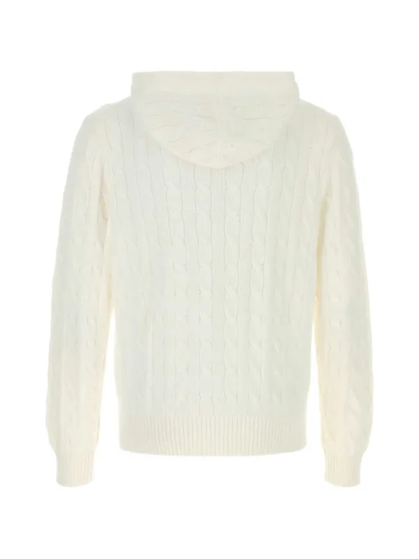 美品 RALPH LAUREN ケーブル ニット パーカー ジップ ホワイト L Polo Ralph Lauren ケーブルニット ジップパーカー | ホワイト