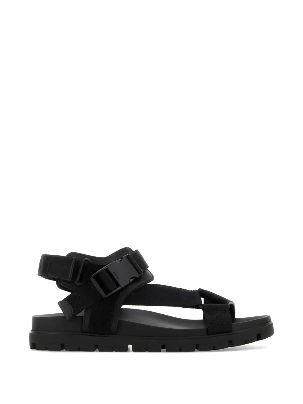 Prada logo-embossed fabric suede sandals - Nero