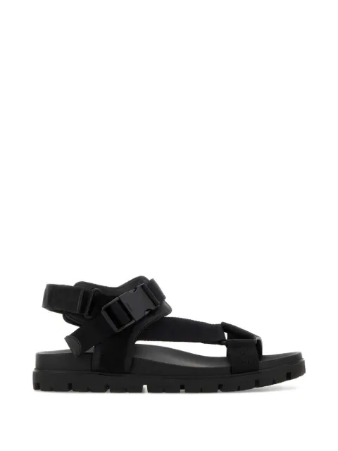 Prada logo-embossed fabric suede sandals