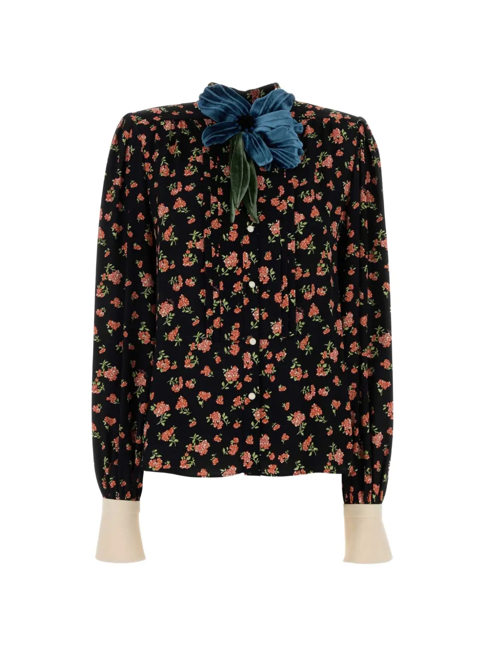 Valentino Garavani floral-print crepe shirt - Nero