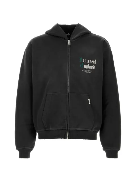 Represent Slate logo-print zip-up hoodie
