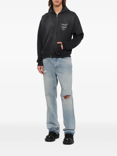 Represent hoodie con cierre y logo estampado