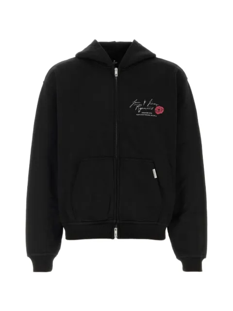 Represent logo-print zip-up hoodie