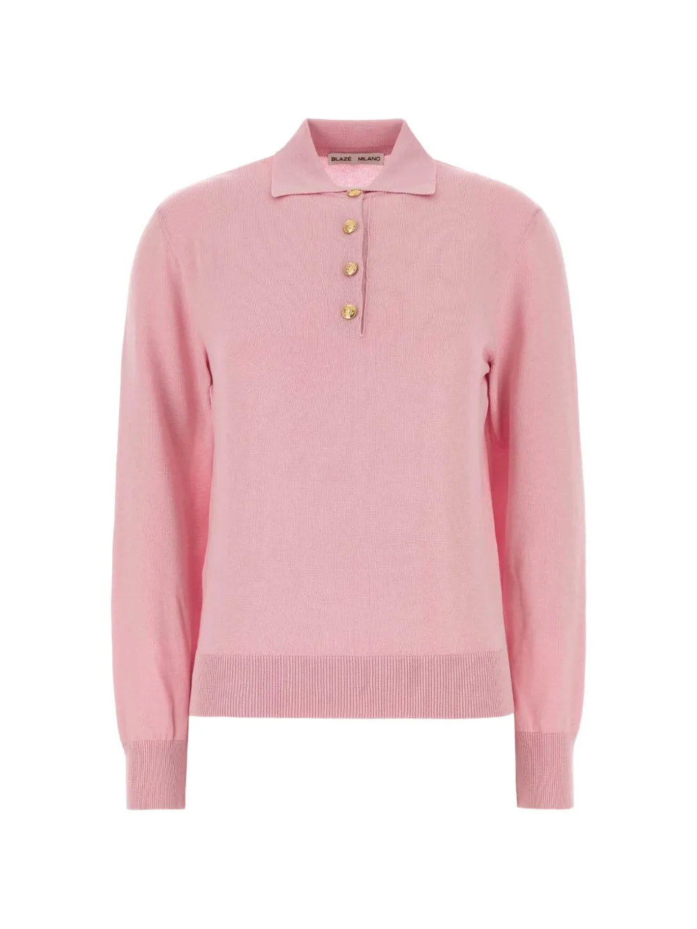 Blazé Milano fine-knit button-down polo shirt - Rosa
