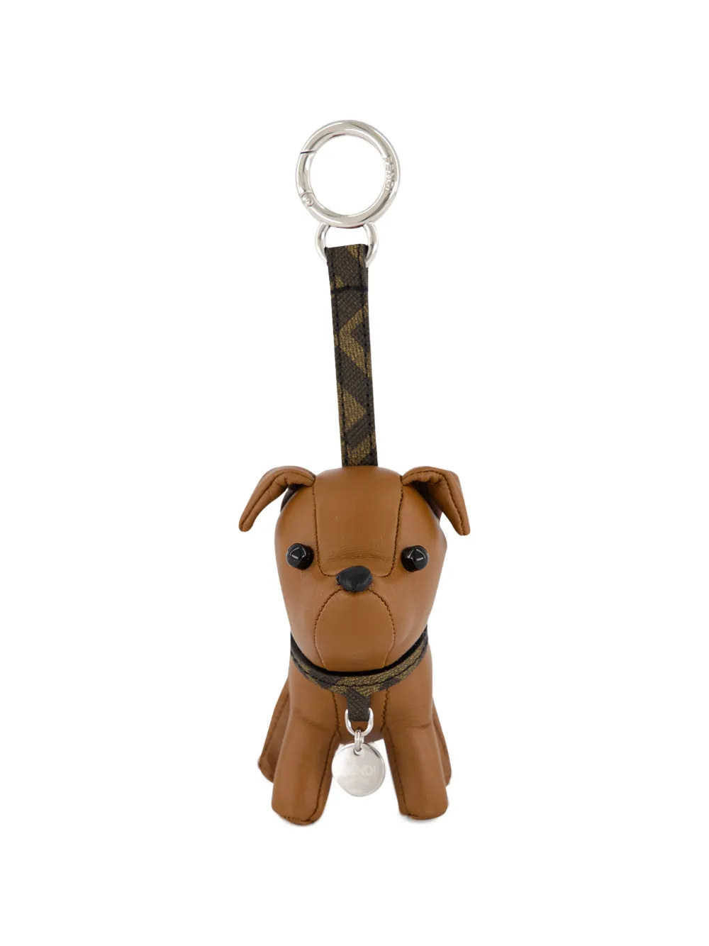 FENDI Ito leather dog charm - Braun
