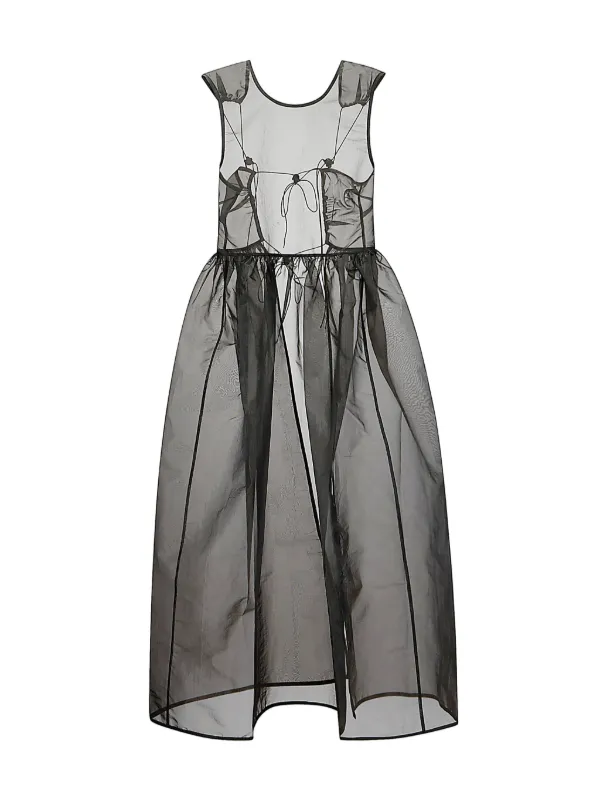 Cecilie Bahnsen Camilla Liquid Myrtia Midi Dress in Black