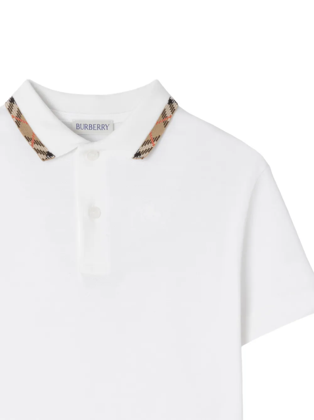 Burberry Kids Katoenen piqué poloshirt Wit