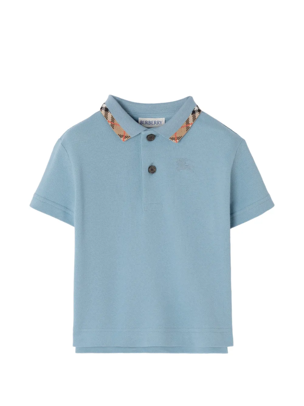 Burberry Kids Baumwoll-Poloshirt mit Karo-Kragen - Blau