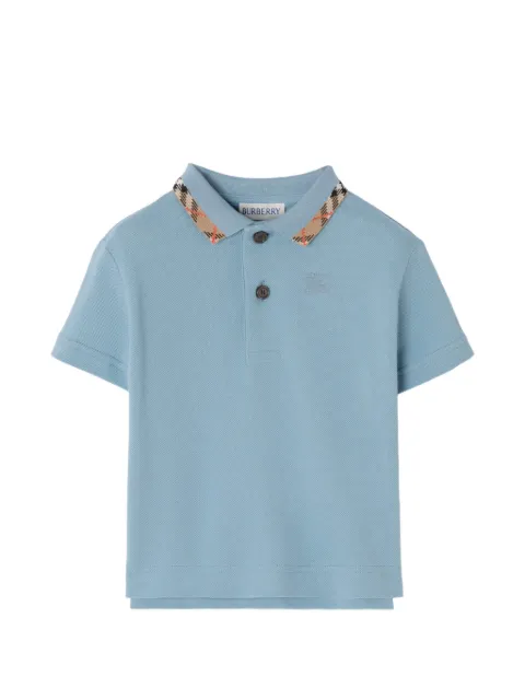 Burberry Kids Check collar cotton polo shirt