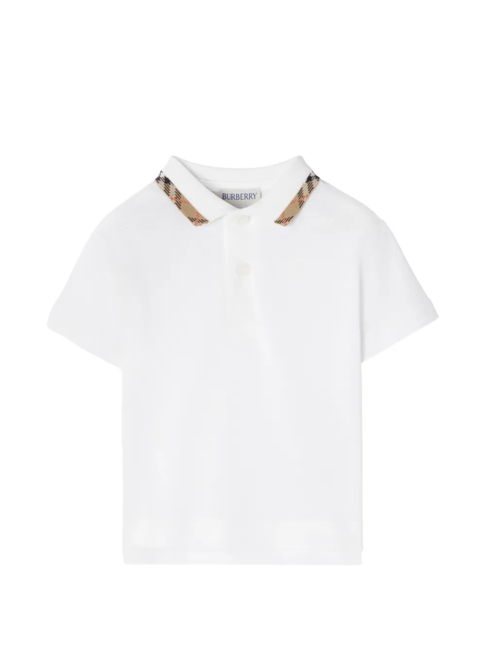 Burberry Kids Check collar cotton polo shirt - Bianco