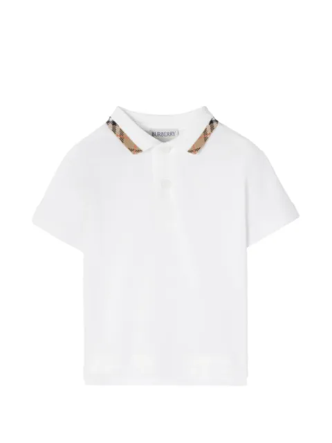 Burberry Kids playera tipo polo de algodón con collar Check