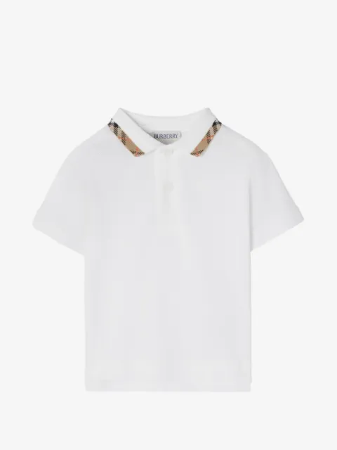 Burberry Kids Check collar cotton polo shirt