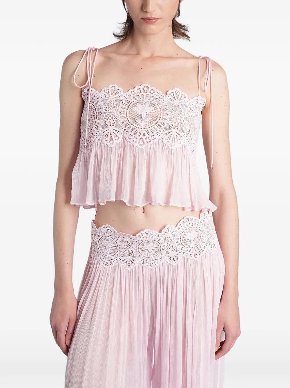 Retrofete Luenie lace-trim tie-fastening top - Rosa