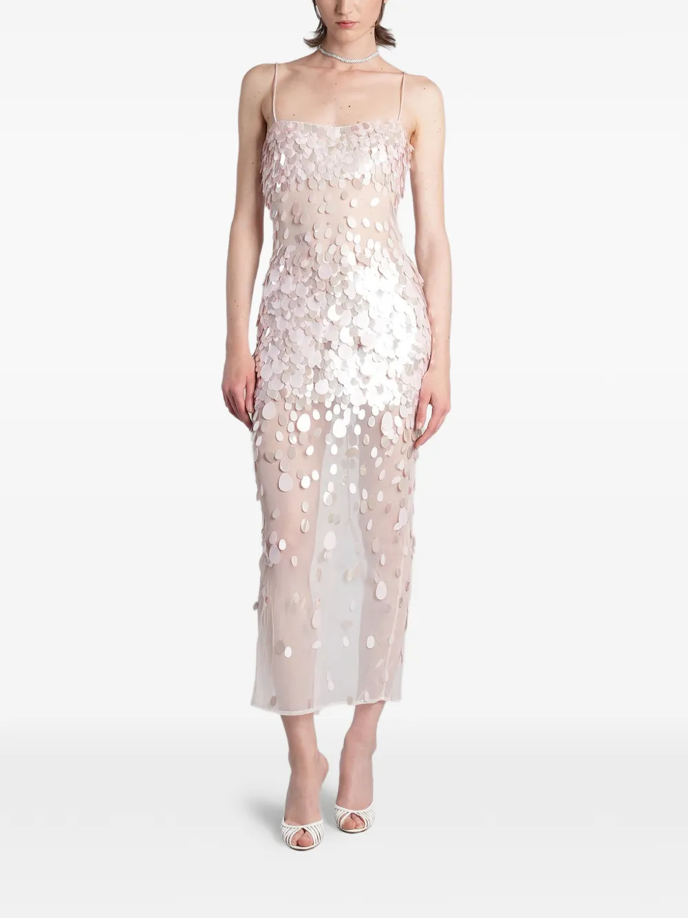 Retrofete Mischa sequin-embellished semi-sheer midi dress - Rosa