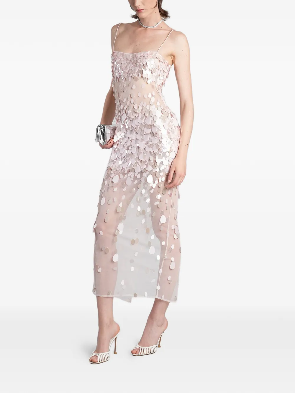 Retrofete Mischa sequin-embellished semi-sheer midi dress - Rosa
