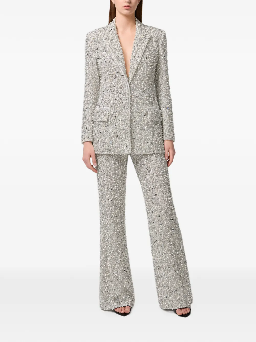 Philipp Plein Blazer verfraaid met parels en kristallen Beige
