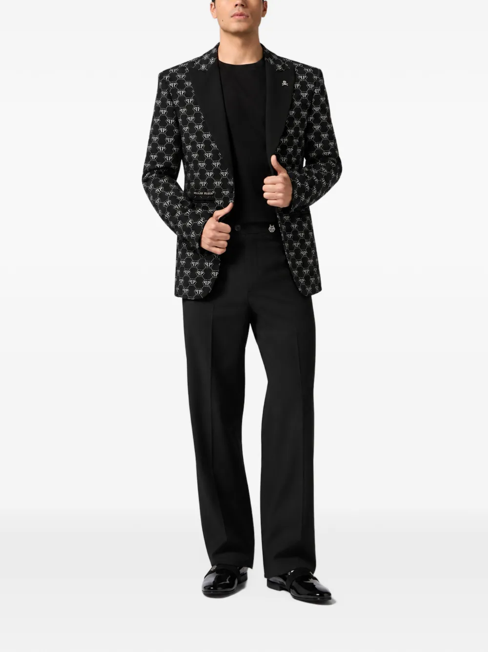 Philipp Plein Chinos Dandy Fit trousers loop hexagon Zwart