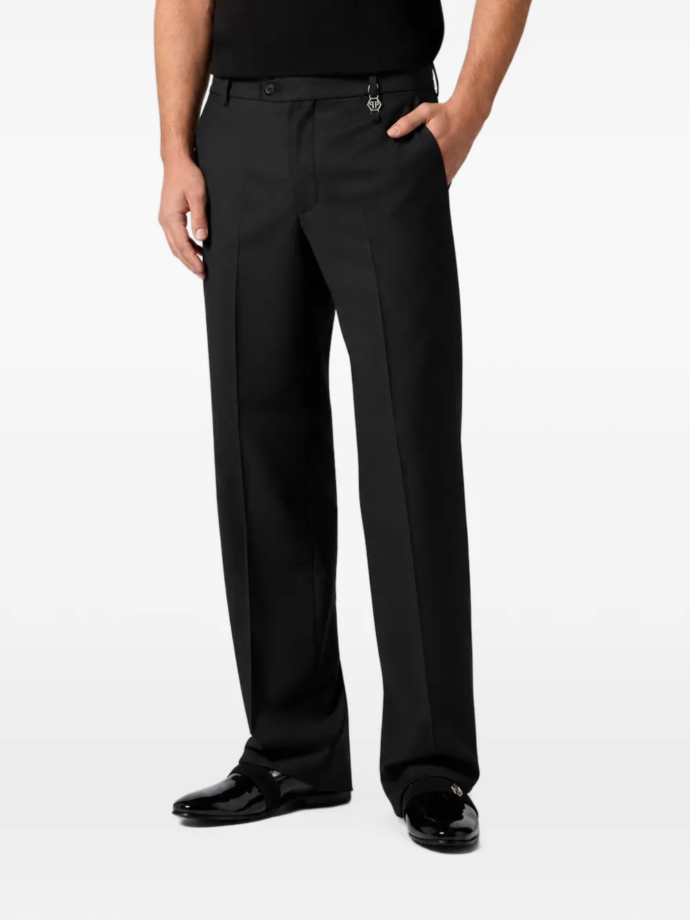 Philipp Plein Chinos Dandy Fit trousers loop hexagon Zwart