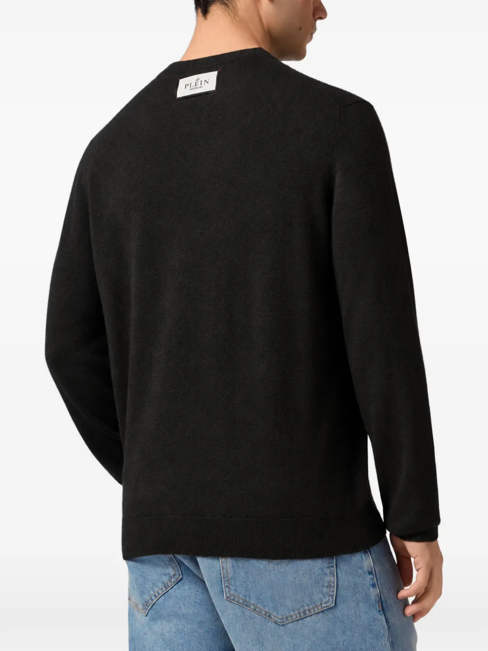 Philipp Plein round neck pullover panther flames stones Zwart