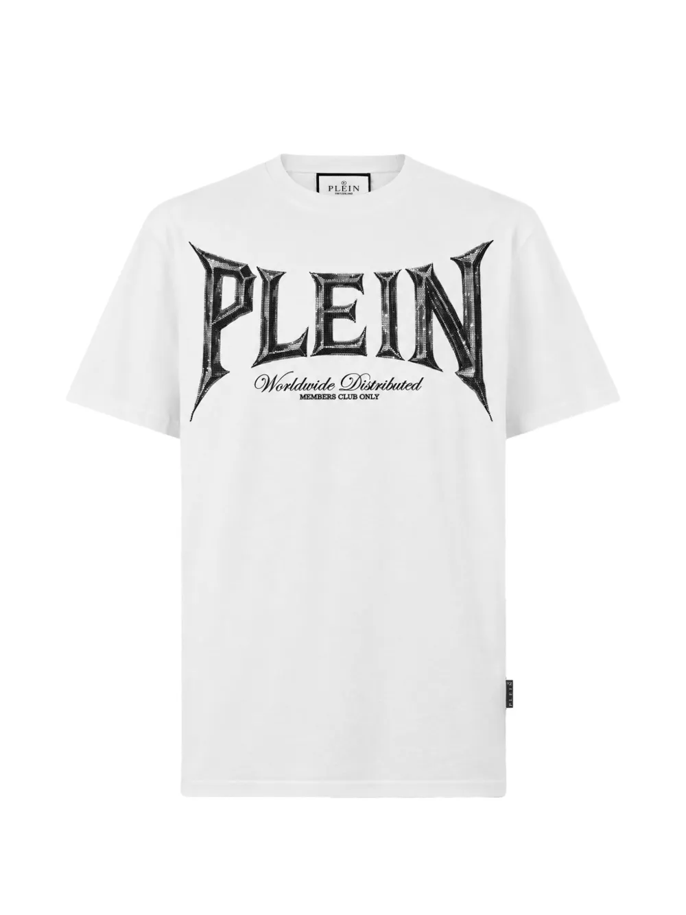 Philipp Plein round neck T-shirt chrome metal logo stones - Bianco