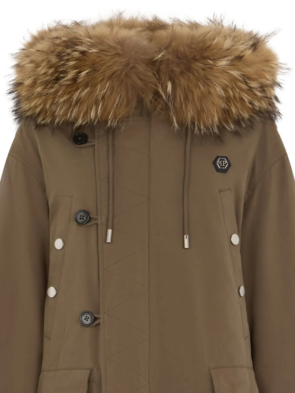 Philipp Plein Parka met afwerking van imitatiebont Groen