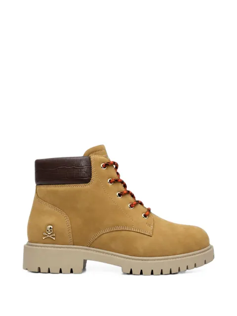 Philipp Plein nubuck leather mid boots small Skull