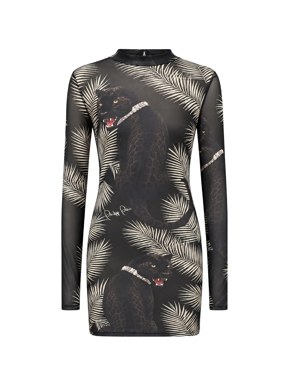 Philipp Plein tulle mini dress panthere prive - Nero