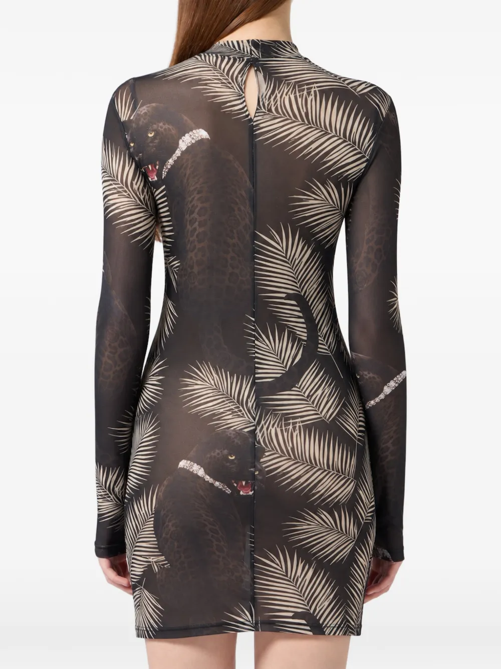 Philipp Plein tulle mini dress panthere prive Zwart