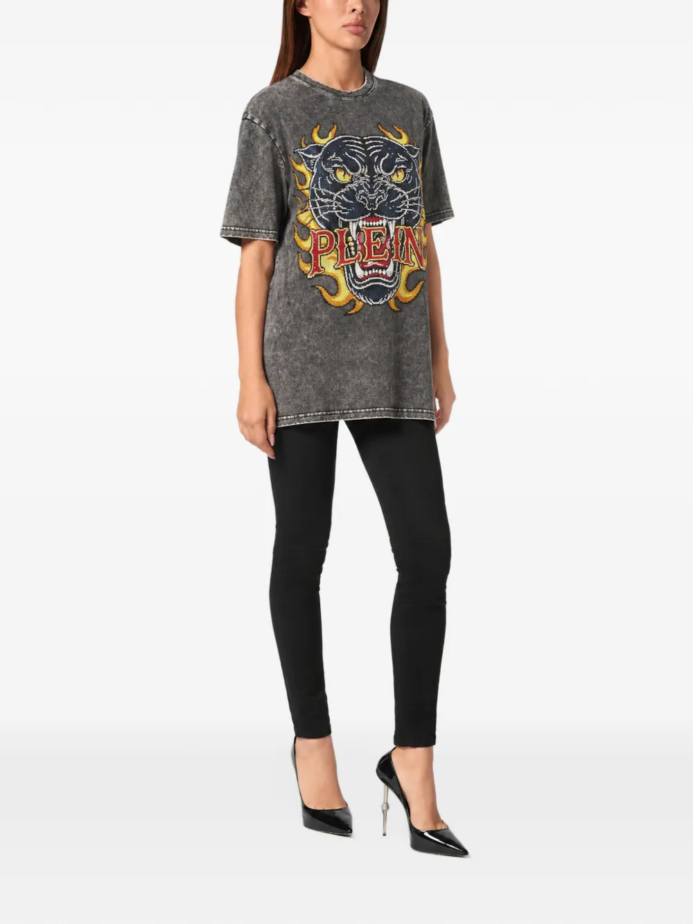Philipp Plein T-shirt Urban Jungle strass Grijs