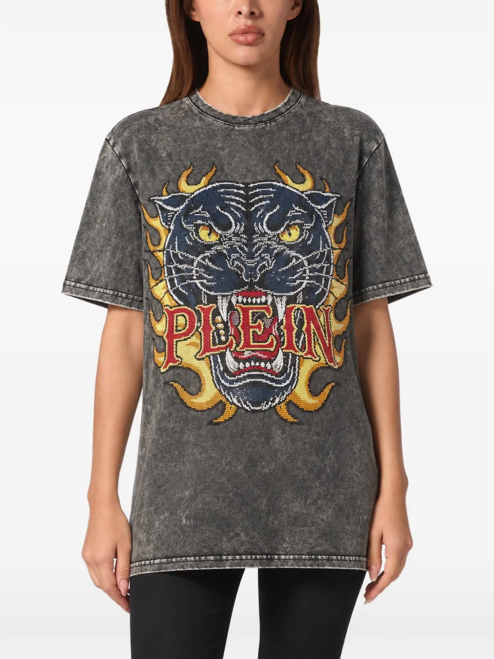 Philipp Plein T-shirt Urban Jungle strass Grijs