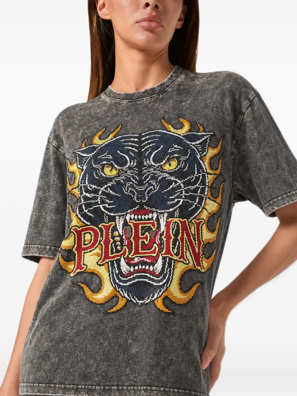 Philipp Plein T-shirt Urban Jungle strass Grijs