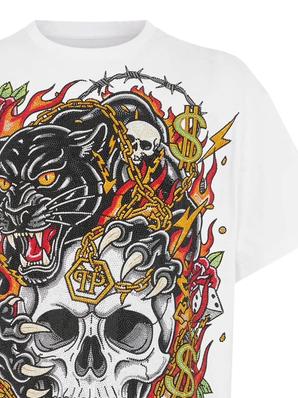 Philipp Plein T-shirt met doodskopprint Wit