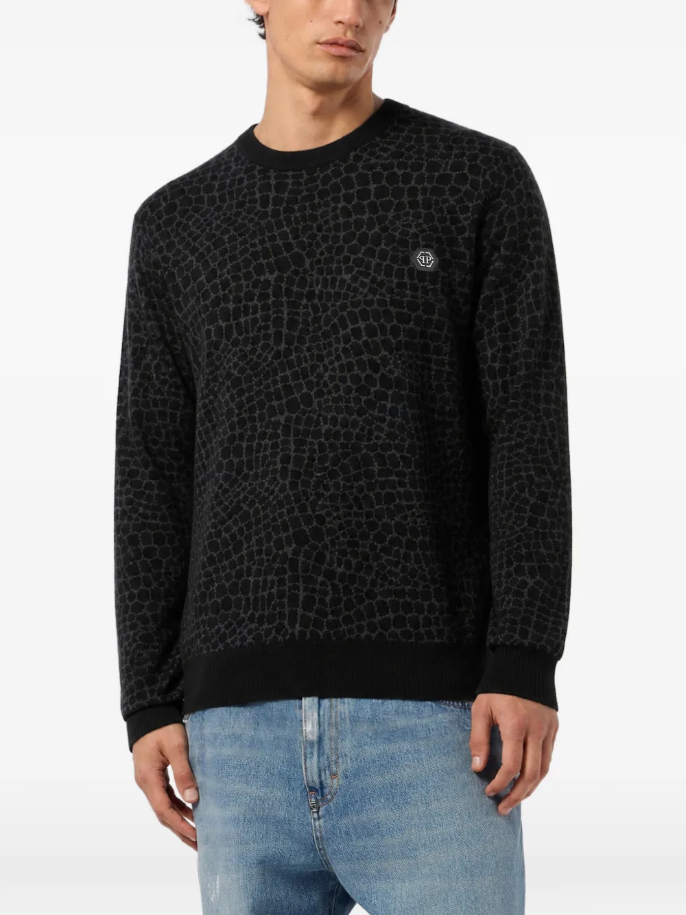 Philipp Plein Wollen Cocco pullover met ronde hals Zwart