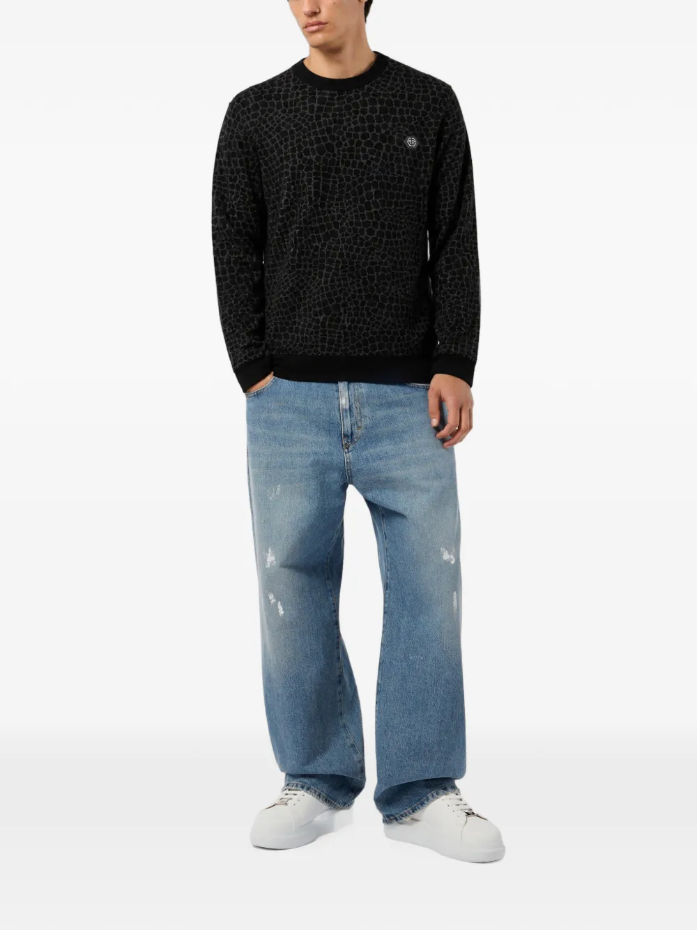 Philipp Plein Wollen Cocco pullover met ronde hals Zwart