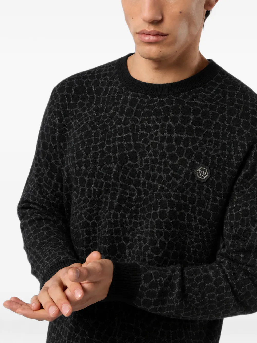 Philipp Plein Wollen Cocco pullover met ronde hals Zwart
