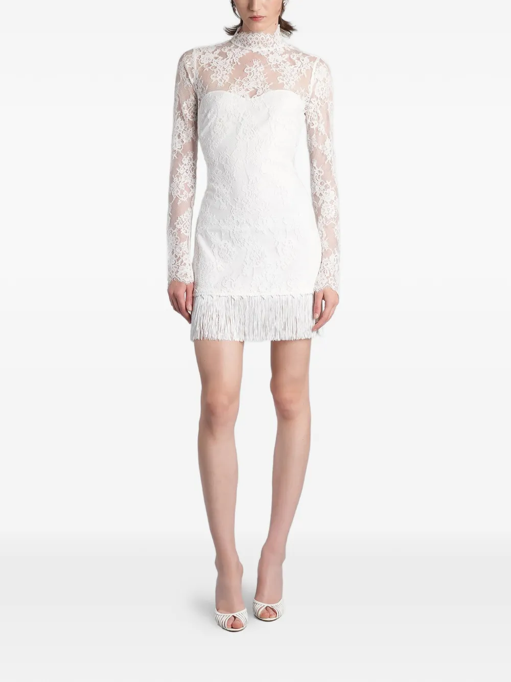 Retrofete Xylina fringe-trim lace dress - Weiß