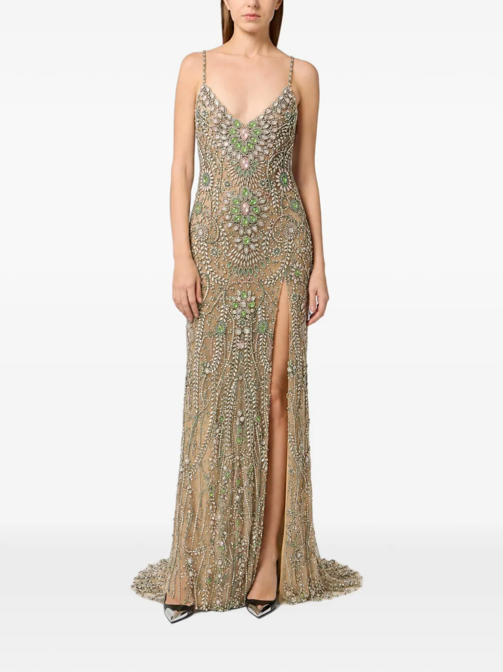 Philipp Plein robe en tulle à ornements en cristal - Tons neutres Philipp Plein robe en tulle à ornements en cristal - Tons neutres